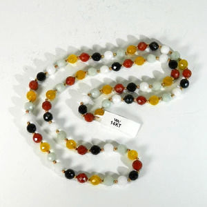 Earth Tone Gemstone Bead Necklace NOS w/tag 14kt beads  World Wide Imports